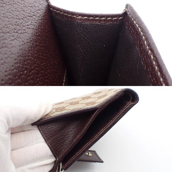 GUCCI Abbey GG Pattern Bifold Wallet Purse Canvas Leather Brown GHW 34YH606Pleas - Picture 12 of 14
